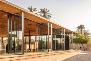 The Shindagha Welcome Pavilion by X Architects uses 41 Vitrocsa Pivoting Windows ( 2.2m x 4.3m)